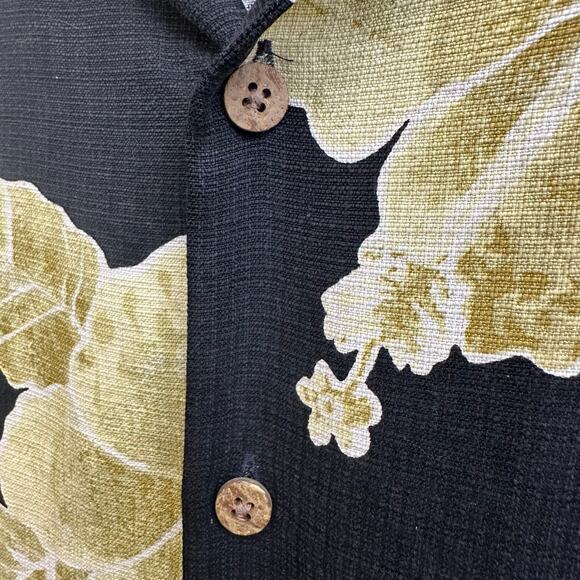 Tommy Bahama Black Yellow Floral 100% Silk Tropical Button Down Shirt Size XL - Picture 3 of 8